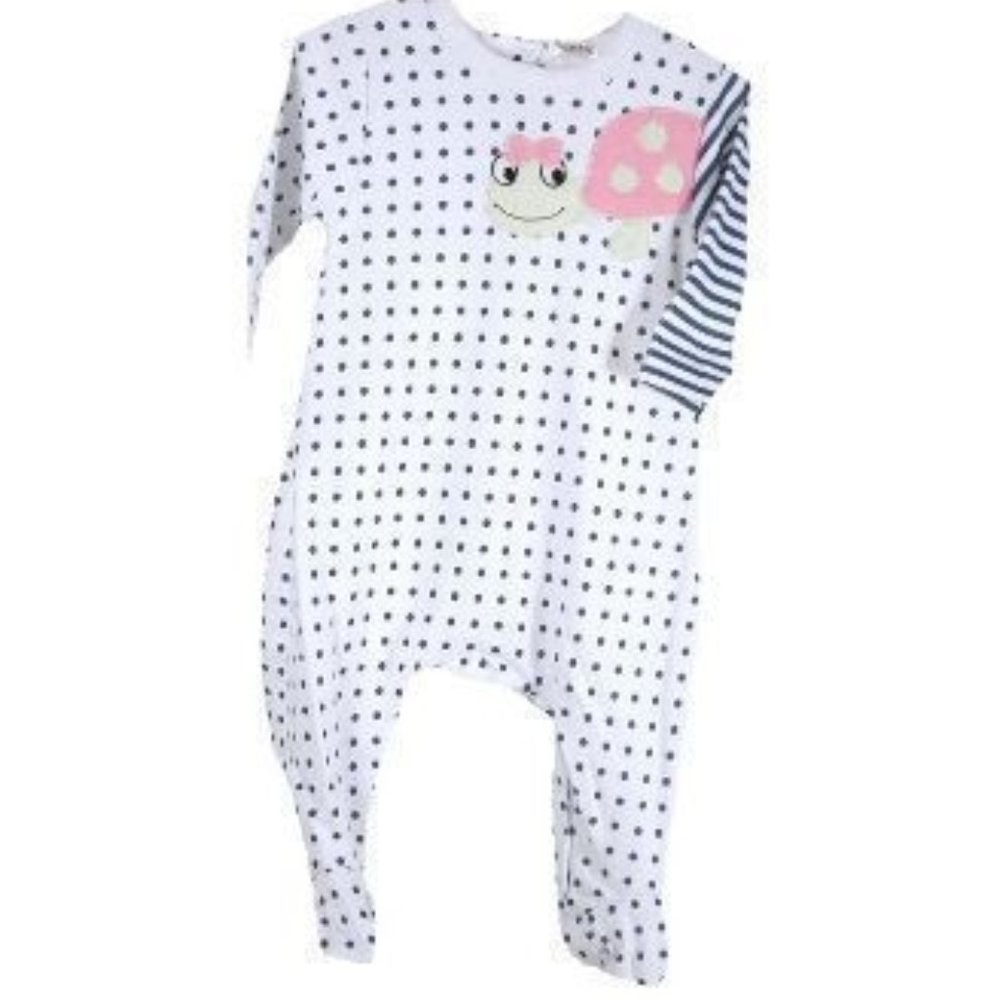 Baby Girl's Navy and White Polka-dot Coverall